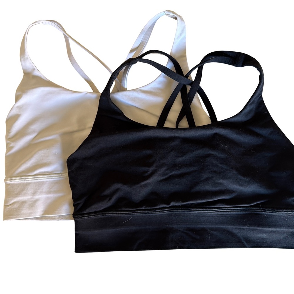 Lululemon Athletica Black and White Energy Longline - Medium Support - B-D Cups